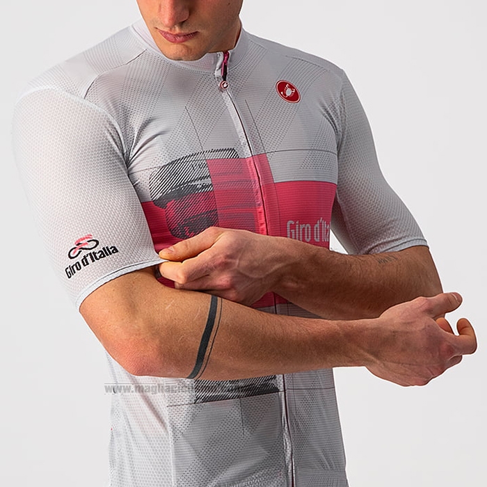 2021 Abbigliamento Ciclismo Giro d'Italia Bianco Rosa Manica Corta e Salopette